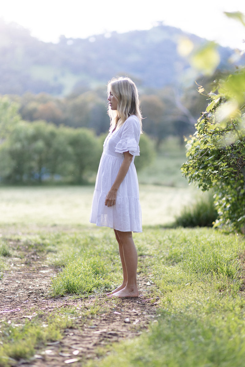 Rylee Dress - White Linen